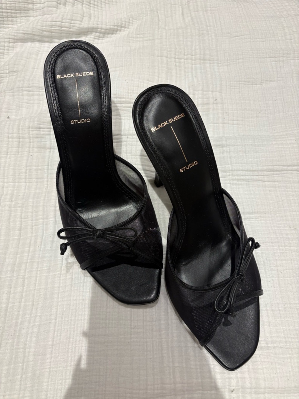 Black Suede Studio Bow-Accent Heels